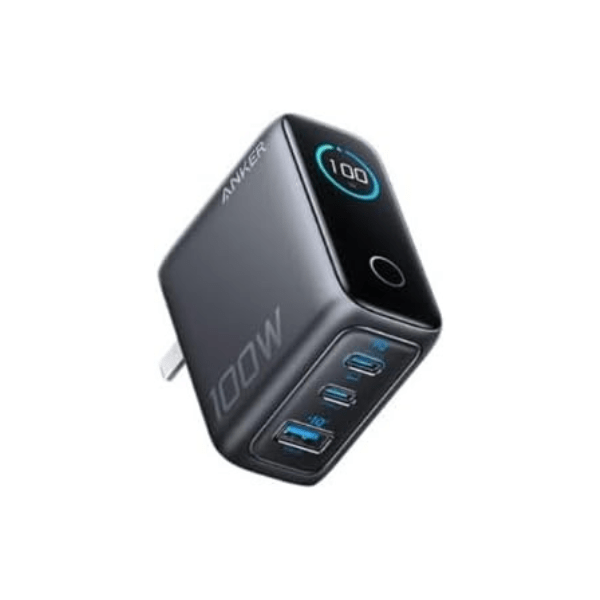 Anker Zolo 100W GaN 3-Port Wall Charger Dark Grey with Smart Display, 2 USB-C and 1 USB-A Ports - Rebuy-Box