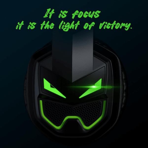 EKSA E7000 Fenrir Wired Gaming Headset Black with Green LED Lighting and Gaming-Inspired Ear Cup Design - Rebuy-Box