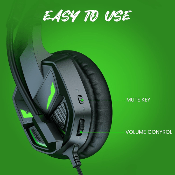 EKSA E7000 Fenrir Wired Gaming Headset Black with Easy Mute Button and On-Ear Volume Control - Rebuy-Box