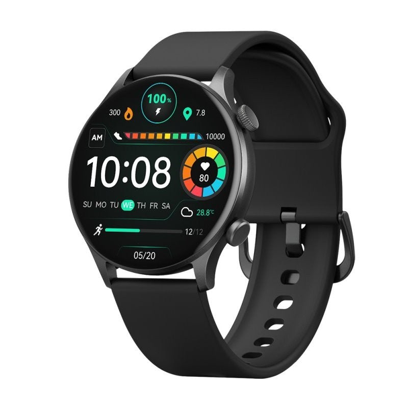Haylou LS16 Solar Plus Smartwatch, 1.43" AMOLED Display, Heart Rate & SpO2 Monitor, 105 Sports Modes, Black - Rebuy-Box