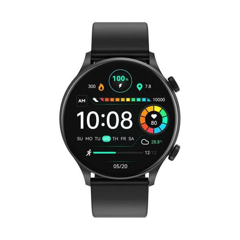 Haylou LS16 Solar Plus Smartwatch, 1.43" AMOLED Display, Heart Rate & SpO2 Monitor, 105 Sports Modes, Black - Rebuy-Box