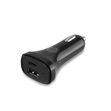HP USB + Type-C Car Charger with Dual Ports for Fast Charging - Black - Rebuy-Box