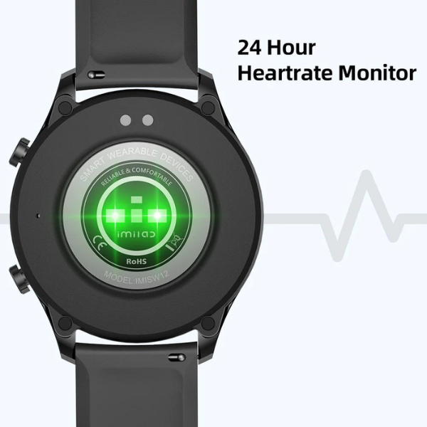 iMilab Smart Watch W12 - 1.32" HD Screen, Heart Rate Monitor, IP68 Waterproof, Black - Rebuy-Box
