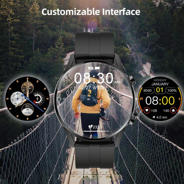 iMilab Smart Watch W12 - 1.32" HD Screen, Heart Rate Monitor, IP68 Waterproof, Black - Rebuy-Box