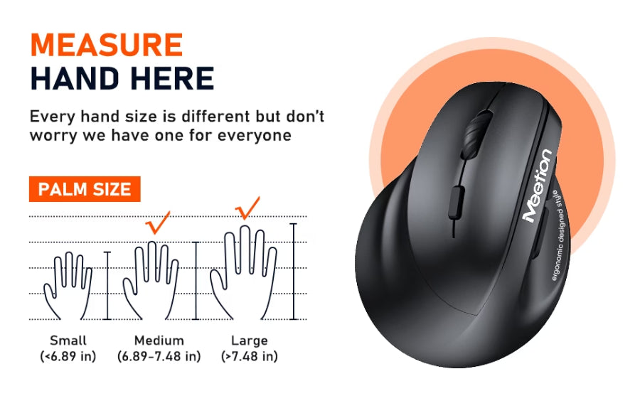 Meetion BTM010L Left Handed Ergonomic Dual Mode Rechargeable Mouse