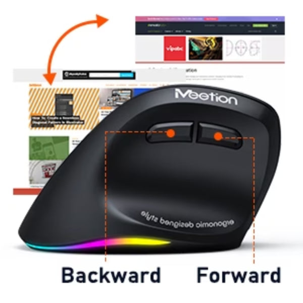 Meetion BTM010L Left Handed Ergonomic Dual Mode Rechargeable Mouse
