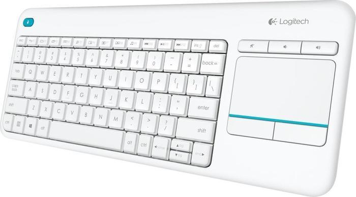 لوحة مفاتيح Logitech K400 Plus البيضاء – اتصال لاسلكي عبر USB Unifying ولوحة لمس مدمجة وتصميم مدمج