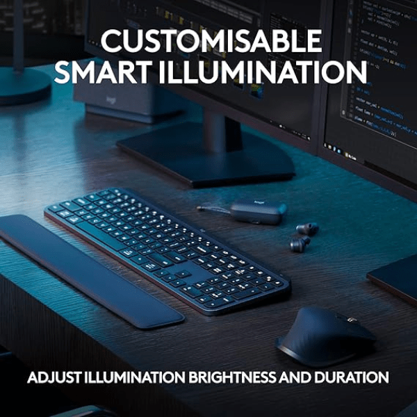 Logitech MX Keys S Wireless Keyboard Graphite with Customizable Smart Illumination, Adjustable Brightness and Backlight Duration - Rebuy-Box