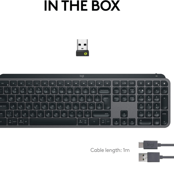 Logitech MX Keys S Wireless Keyboard Graphite with Logi Bolt USB Receiver and 1m USB-C Charging Cable Included - Rebuy-Box