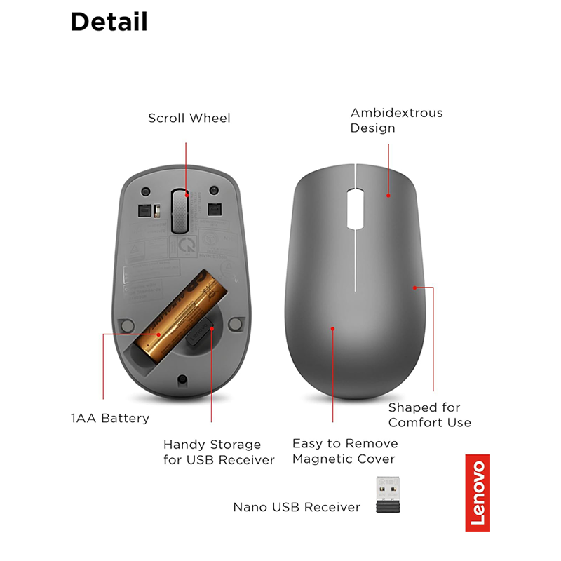 Lenovo 530 Wireless Mouse – Comfortable, Precise Navigation - Rebuy-Box