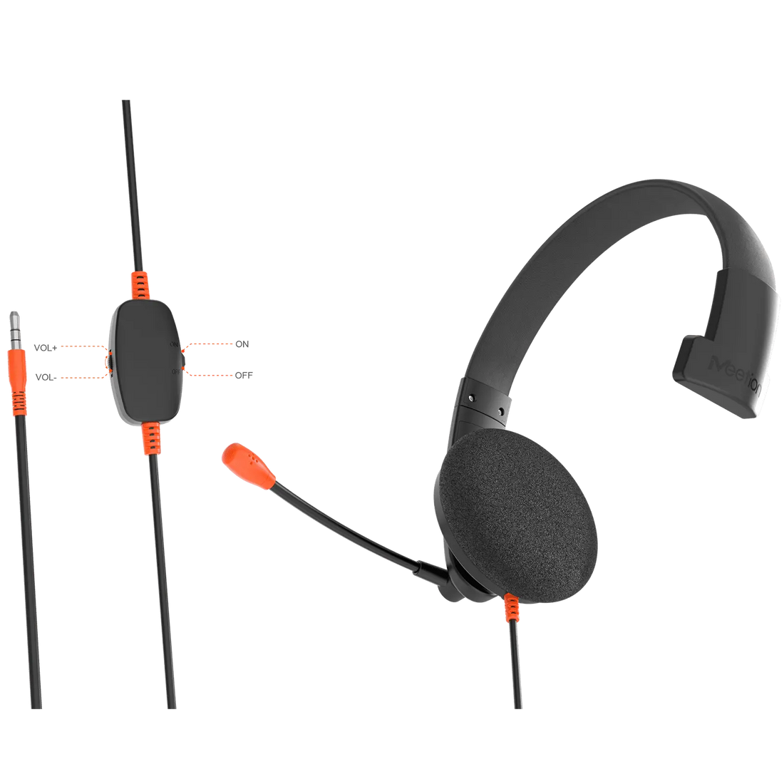 Meetion HP002 3.5mm Single-Ear Headset – Front View - Rebuy-Box