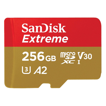 SanDisk Extreme Micro 256GB 190MB/s microSD Card – Front View - Rebuy-Box
