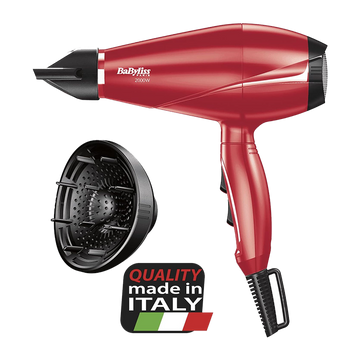 BaByliss 6604RPE Hairdryer 2000W, Professional AC Motor, 2 Heat & 2 Speed Settings, Red
