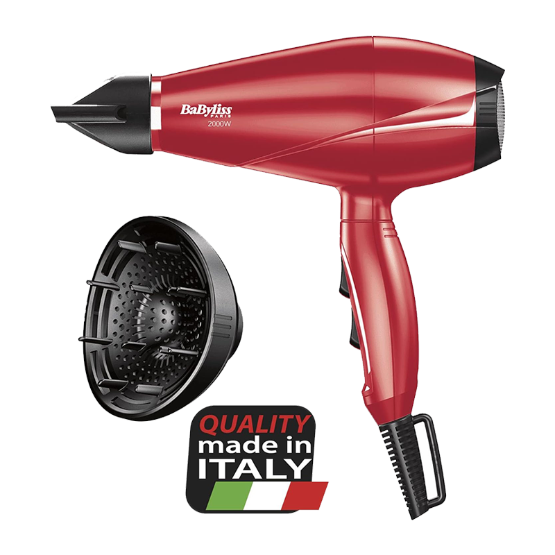 BaByliss 6604RPE Hairdryer 2000W, Professional AC Motor, 2 Heat & 2 Speed Settings, Red
