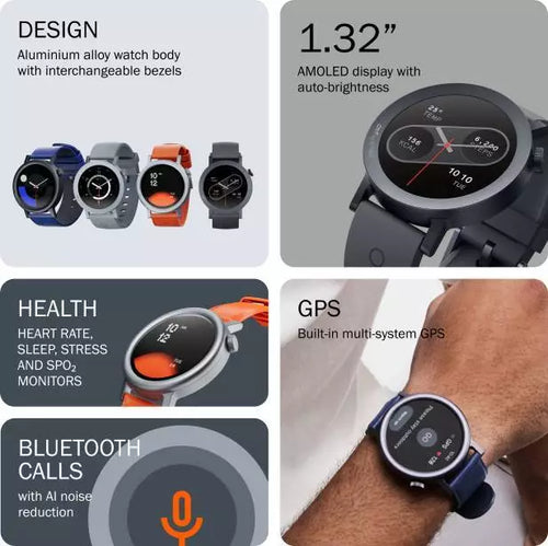 ساعة ذكية CMF By Nothing Watch Pro 2، شاشة AMOLED، نظام تحديد المواقع العالمي (GPS)، مكالمات بلوتوث، مراقبة الصحة - رمادي فاتح 
