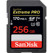 بطاقة SanDisk Extreme Pro SD بسعة 256 جيجابايت - فائقة السرعة، وجاهزة لتقنية 4K، ومتينة، وسرعة قراءة تصل إلى 170 ميجابايت/ثانية 