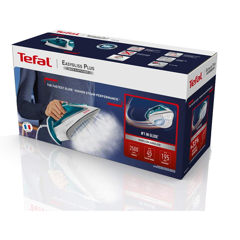 Tefal Easygliss Plus Steam Iron, 2400 Watts, Blue
