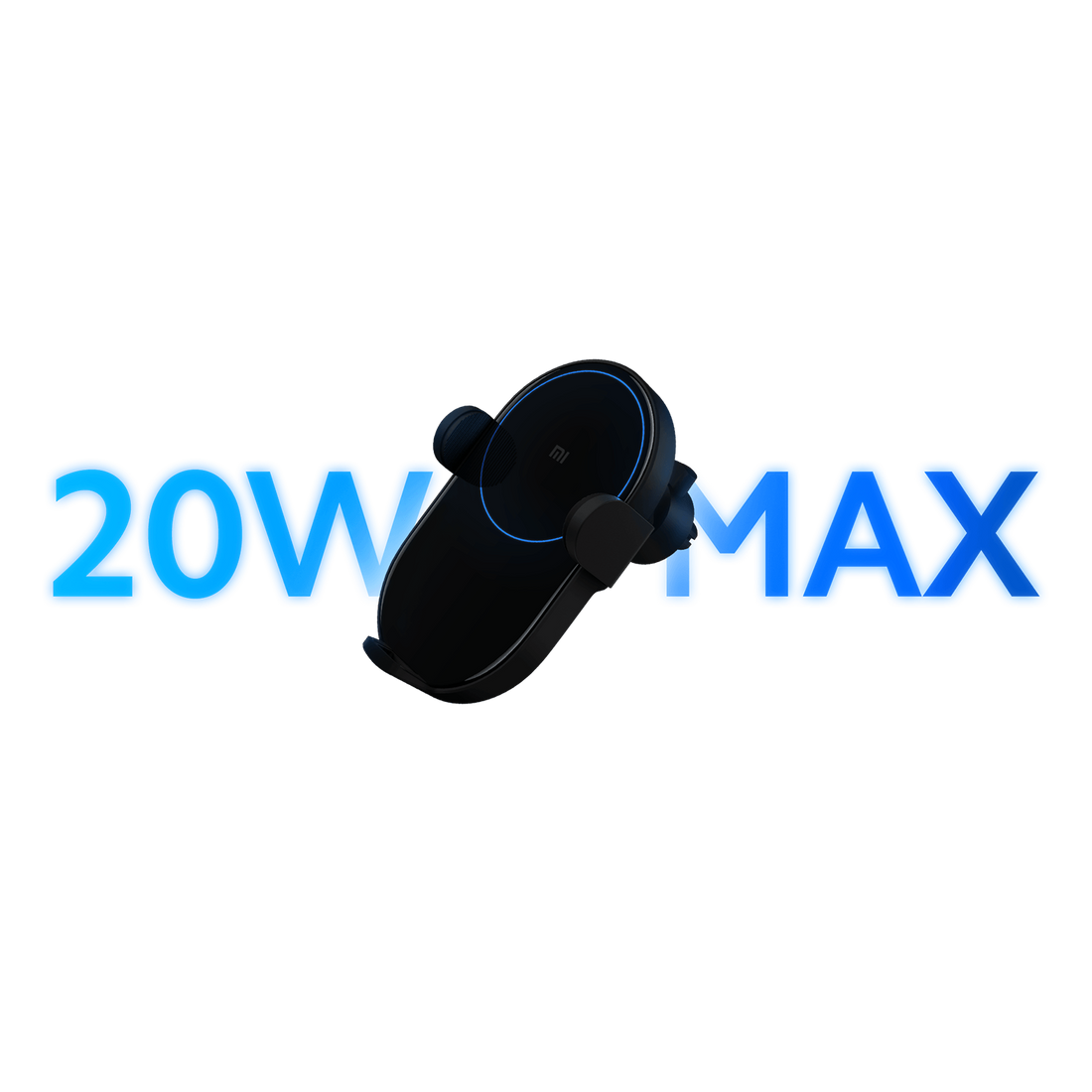 MI 20W Wireless Car Charger with features listed on a white background